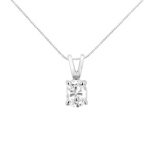 AGS Certified 14K White Gold 1/3 cttw Diamond Oval 18" Pendent Necklace (H-I